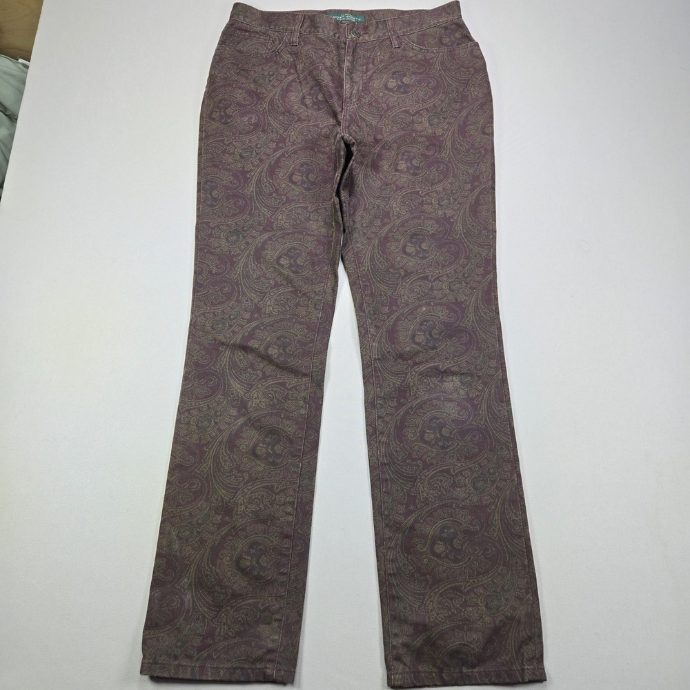 Lauren Ralph Lauren Womens Purple Paisley Classic Straight Leg Cotton‎ Pants 8